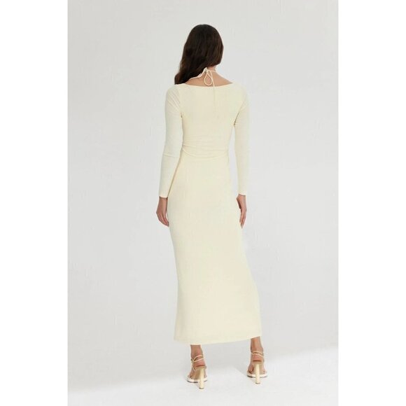 Significant Other Marie Bodycon Maxi Dress Butter Cream Womens Size 4 - Picture 3 of 12